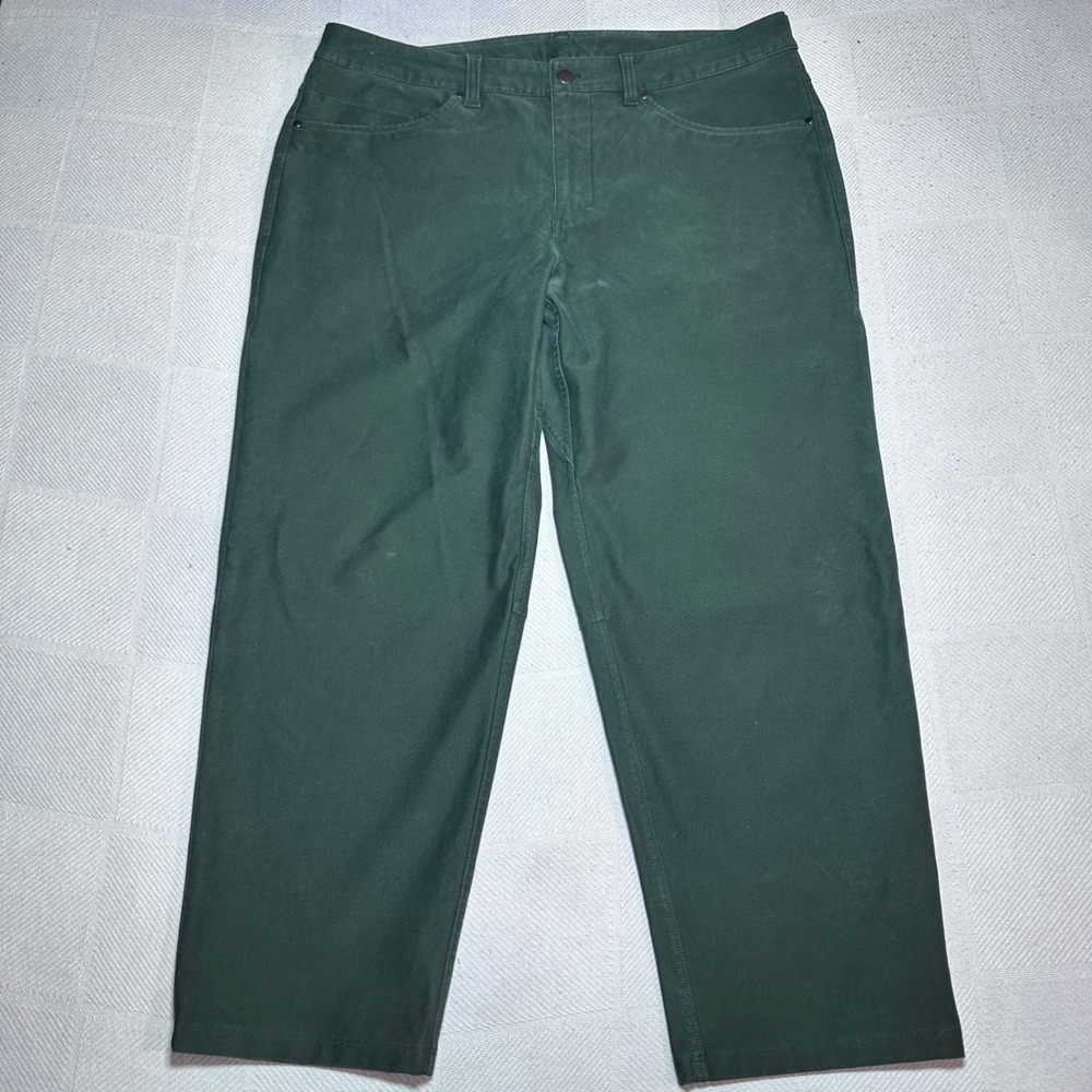 Lululemon ABC Crop Pants Mens 36x27 Canvas Relaxed Utilitech Rainforest Green